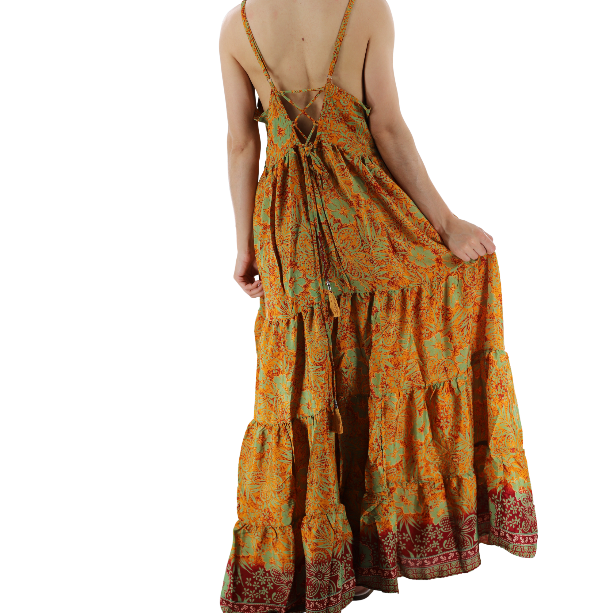 Floral 'Carina' Maxi Dress with V-Neckline