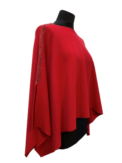 Knitted Poncho with Embellishment