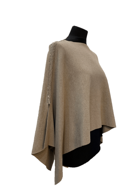 Knitted Poncho with Embellishment